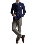Ralph Lauren Purple Label Пиджак двубортный ручной работы от Gregory из шерсти - Артикул: 798765810001