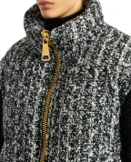 Balmain Пуховик із твіду з вовною - Артикул: HF1TP140MI65