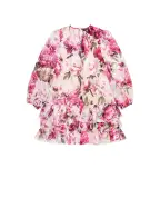 Dolce&Gabbana Детское платье из шелка в принте пионов - Артикул: L54DO7-G7Q0F-B