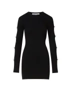 Mach&Mach Сукня міні з вирізом та бантами з кристалів - Артикул: PF25-KD111-KNT-BLK