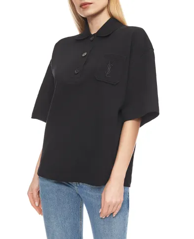 Saint Laurent Поло с вышивкой Cassandre - Артикул: 848941-Y38BN
