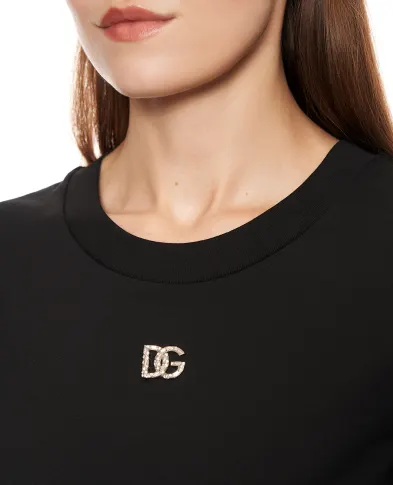 Dolce&Gabbana Футболка з логотипом із кристалів - Артикул: F8N08Z-G7B3U