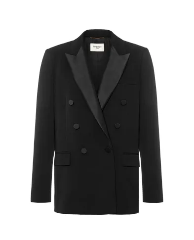 Saint Laurent Двобортний жакет із атласними лацканами - Артикул: 837658-Y7E63