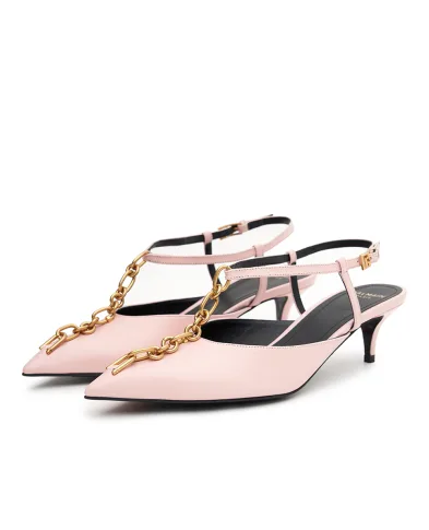 Balmain Туфли-слингбэки Sync chain kitten из телячьей кожи - Артикул: HN1UA277LVIT