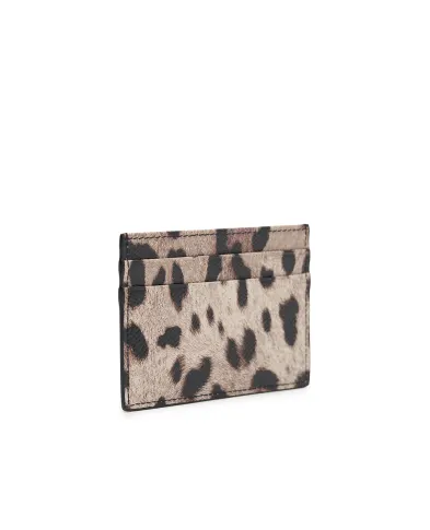 Dolce&Gabbana Визитница с леопардовым принтом из телячьей кожи - Артикул: BI0330-AX566