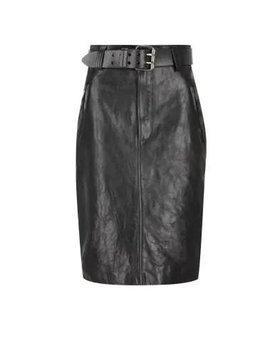 Saint Laurent Спідниця-олівець з поясом із телячої шкіри - Артикул: 865021-YCVD2