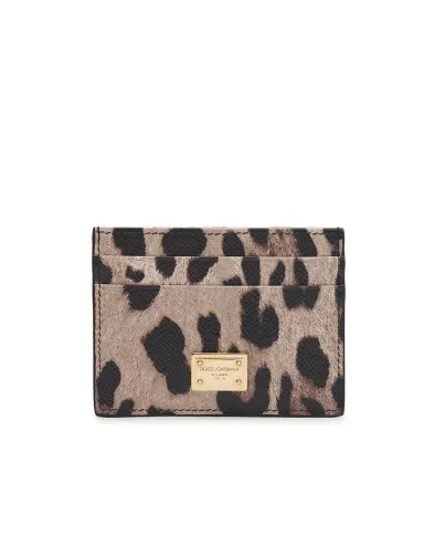 Dolce&Gabbana Визитница с леопардовым принтом из телячьей кожи - Артикул: BI0330-AX566
