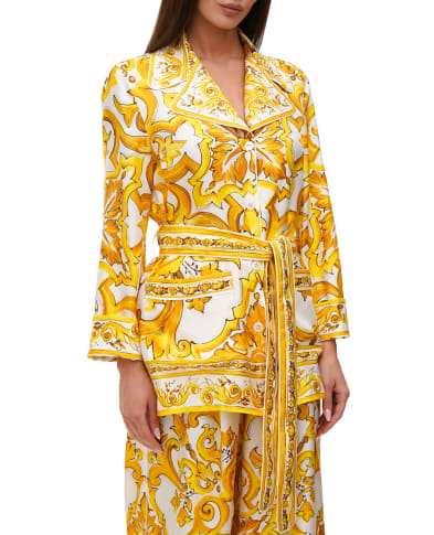 Dolce&Gabbana Шовкова блуза з поясом - Артикул: F5Q03T-HI1TK
