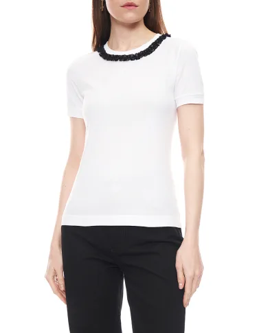 Dolce&Gabbana Футболка с кружевом и вышивкой DG - Артикул: F8U08Z-GDDPN