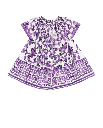 Dolce&Gabbana Детское платье с принтом майолики - Артикул: L54DH4-FI5LT-S