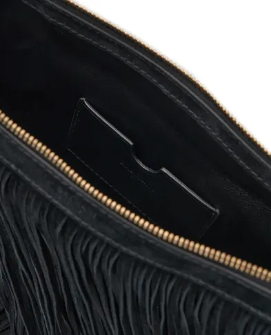 Balmain Сумка Ébène Hobo із замші з бахромою - Артикул: GN0BT053LWSF
