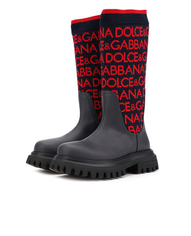 Dolce&Gabbana Детские кожаные сапоги - Артикул: D11255-AQ590-M