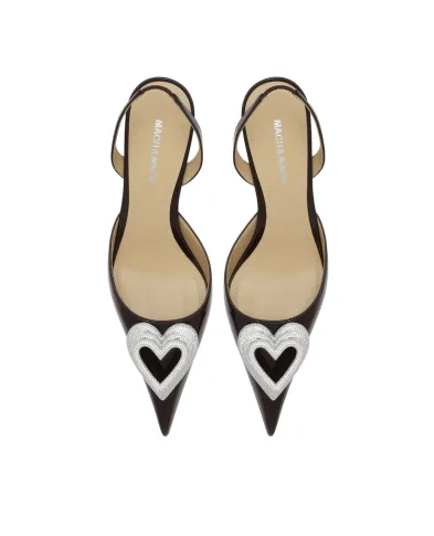 Mach&Mach Туфли TRIPLE HEART из лакированной телячьей кожи с кристаллами - Артикул: R26-S1082-65-PAT-PLB