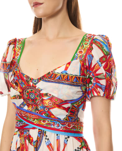 Dolce&Gabbana Платье макси из батиста в принте Сarretto - Артикул: F615PT-GDDTB