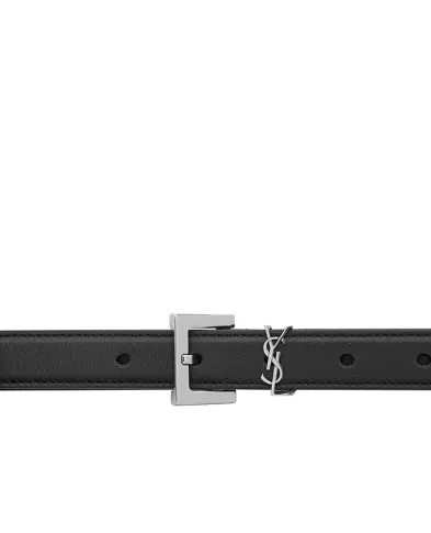 Saint Laurent Тонкий ремень Cassandre из гладкой кожи - Артикул: 554465-BOO0N