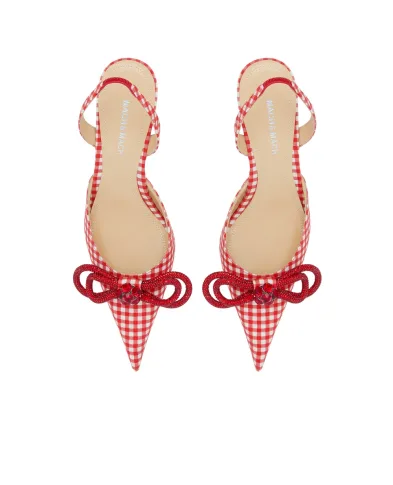 Mach&Mach Туфли-слингбэк Double Bow Red Gingham - Артикул: SS26-S1133-65-VIC-RED-R