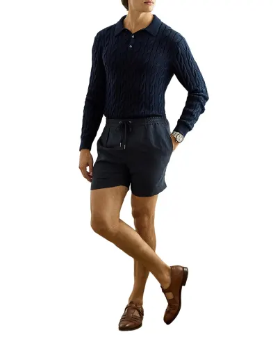 Ralph Lauren Purple Label Свитер-поло из хлопка и шелка - Артикул: 790P03428003