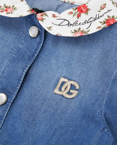 Dolce&Gabbana Дитяча джинсова сукня з вишивкою логотипу - Артикул: L24DO6-LDD72