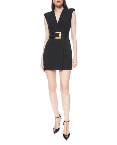 Balmain Сукня міні Grain de Poudre з поясом - Артикул: GF1R5168WC09