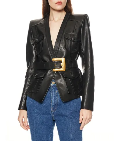 Balmain Куртка из овечьей кожи	 - Артикул: FF1SI630LD63