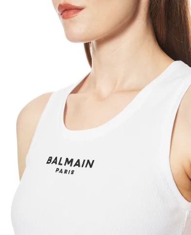 Balmain Майка з вишивкою Balmain Paris - Артикул: HF1EB075BD10
