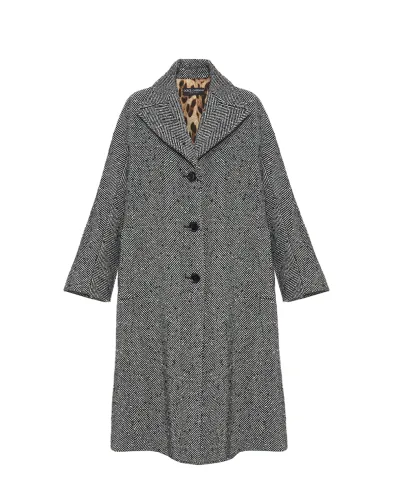 Dolce&Gabbana Пальто длинное из шерсти с шевронным узором - Артикул: F0W4JT-FCZAJ