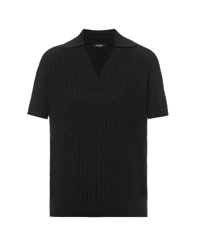 Balmain Вязаное поло с монограммой из шерсти - Артикул: GF1GB030KJ47