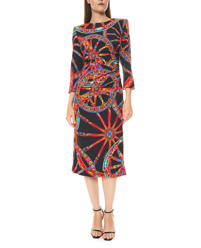 Dolce&Gabbana Платье из шёлковой шармезы в принте Сarretto - Артикул: F60ACT-FSA9U