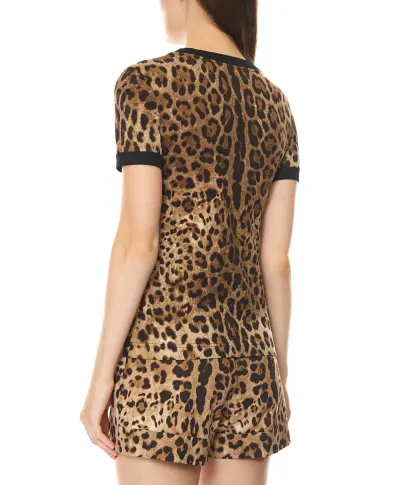 Dolce&Gabbana Футболка з джерсі з леопардовим принтом - Артикул: F8N08T-FS78S