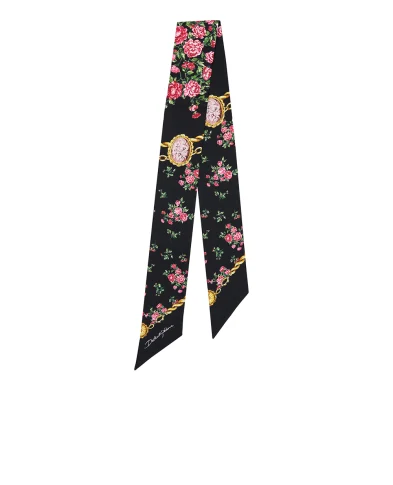 Dolce&Gabbana Повязка из шёлка с цветочным принтом - Артикул: FS215A-GDDLN