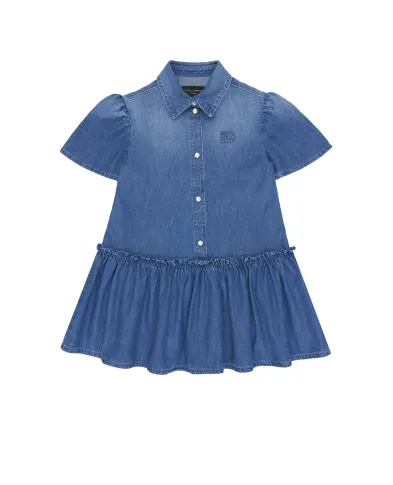 Dolce&Gabbana Дитяча джинсова сукня з вишивкою логотипу - Артикул: L54DO6-LDD55-B