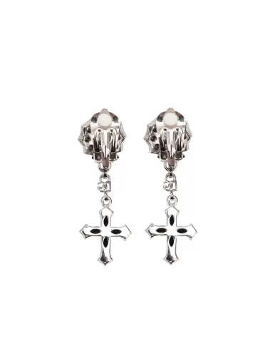 Dolce&Gabbana Серьги-клипсы с крестом и кристаллами - Артикул: WEQ4S2-W1111