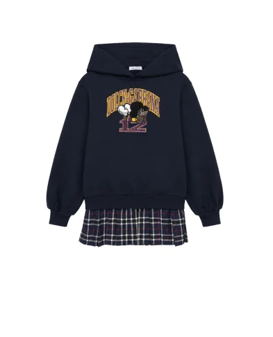 Dolce&Gabbana Детское платье с капюшоном из футера с нашивкой - Артикул: L5JDBH-G7P6V-S