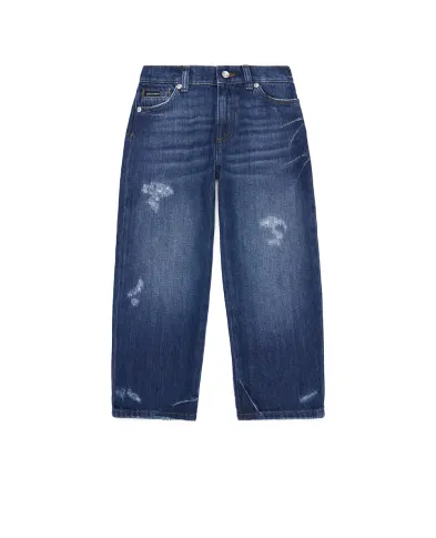 Dolce&Gabbana Дитячі джинси з ефектом потертості - Артикул: L42F88-LDD53-B