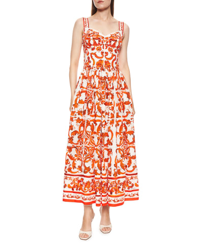 Dolce&Gabbana Платье макси в принт Майолика - Артикул: F6TTHT-GDDRL