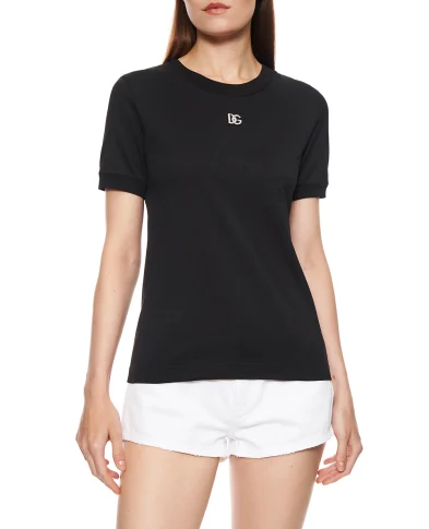 Dolce&Gabbana Футболка з логотипом із кристалів - Артикул: F8N08Z-G7B3U