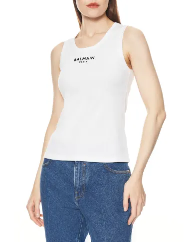 Balmain Майка з вишивкою Balmain Paris - Артикул: HF1EB075BD10