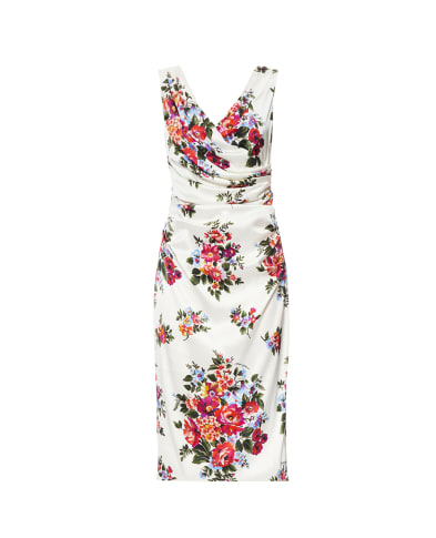 Dolce&Gabbana Платье из атласа с цветочным принтом - Артикул: F612RT-FSICE
