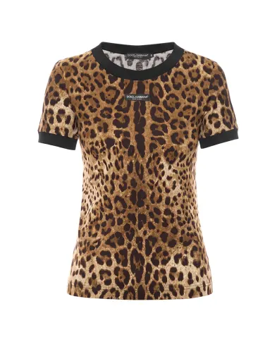 Dolce&Gabbana Футболка з джерсі з леопардовим принтом - Артикул: F8N08T-FS78S