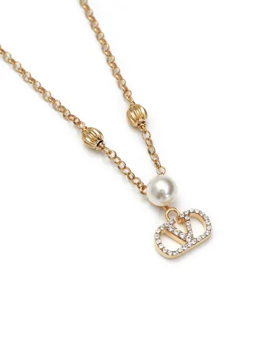 Valentino Подвеска VLogo с жемчугом и кристаллов Swarovski - Артикул: 9W2J0BI3QVS