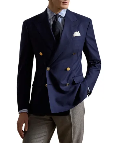 Ralph Lauren Purple Label Пиджак двубортный ручной работы от Gregory из шерсти - Артикул: 798765810001