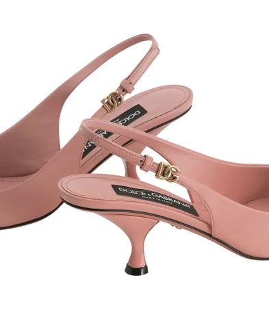 Dolce&Gabbana Туфли-слингбэк Lollo из телячьей кожи в лаковой отделке - Артикул: CG1007-AP412