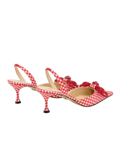 Mach&Mach Туфли-слингбэк Double Bow Red Gingham - Артикул: SS26-S1133-65-VIC-RED-R
