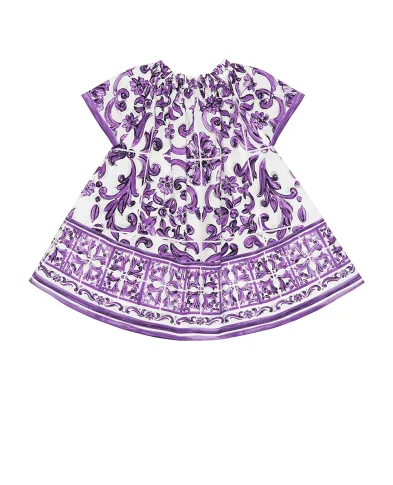 Dolce&Gabbana Детское платье с принтом майолики - Артикул: L54DH4-FI5LT-S