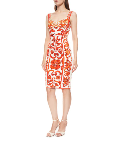 Dolce&Gabbana Платье в принте Майолика - Артикул: F63G9T-GDDRJ