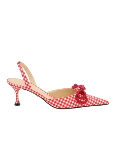 Mach&Mach Туфли-слингбэк Double Bow Red Gingham - Артикул: SS26-S1133-65-VIC-RED-R