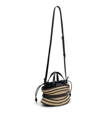 Balmain Сумка Shuffle Mini з гладкої шкіри та рафії - Артикул: HN1DP017TRBM