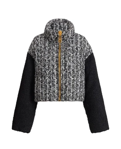 Balmain Пуховик із твіду з вовною - Артикул: HF1TP140MI65