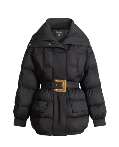 Balmain Пуховик з поясом - Артикул: HF1TQ040XK09