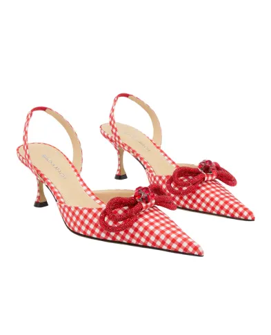 Mach&Mach Туфли-слингбэк Double Bow Red Gingham - Артикул: SS26-S1133-65-VIC-RED-R